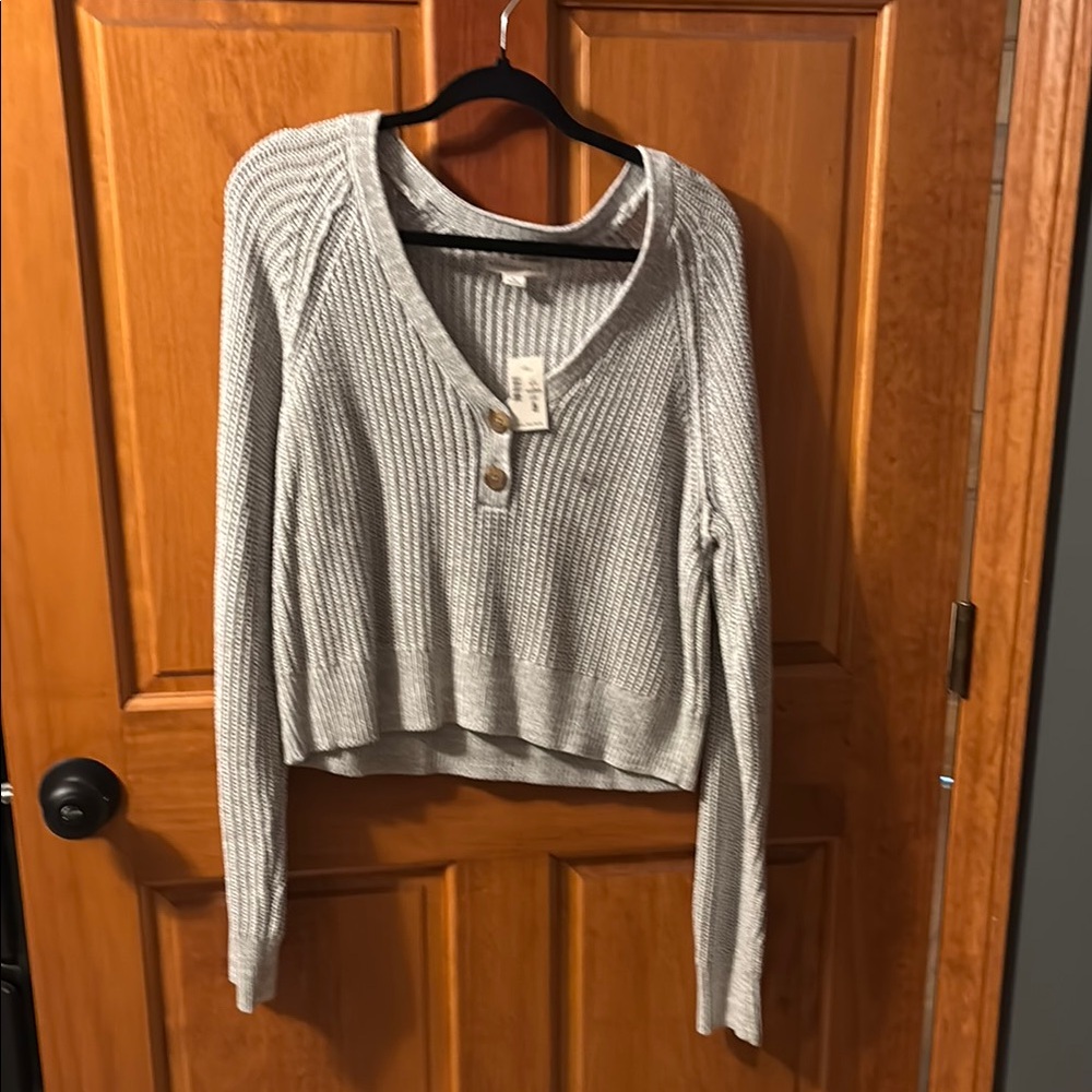 Gray V-Neck Women's Sweater